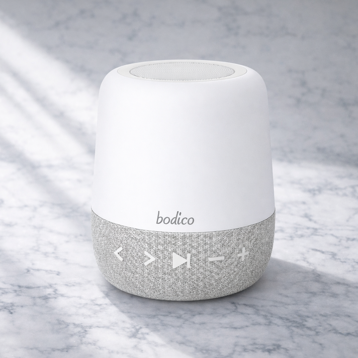 White and gray device with 'bodica' branding on a marble surface